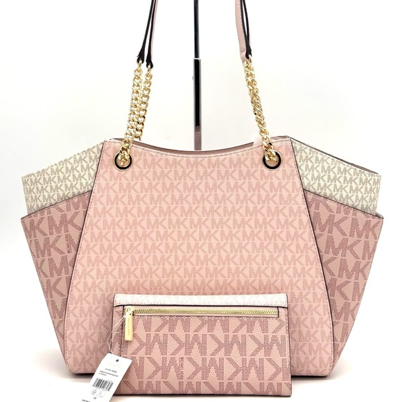 Michael Kors Large Jet Set Travel Shoulder Bag & Trifold Wallet Light Pink Multi - Picture 5 of 13